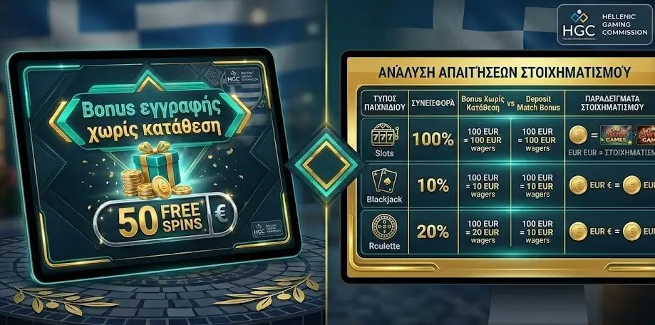 bonus εγγραφής χωρίς κατάθεση – σύγκριση τύπων casino bonus